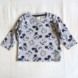 H&M x disney mickey mouse graphic long sleeve cotton shirt 6-9 months baby boy